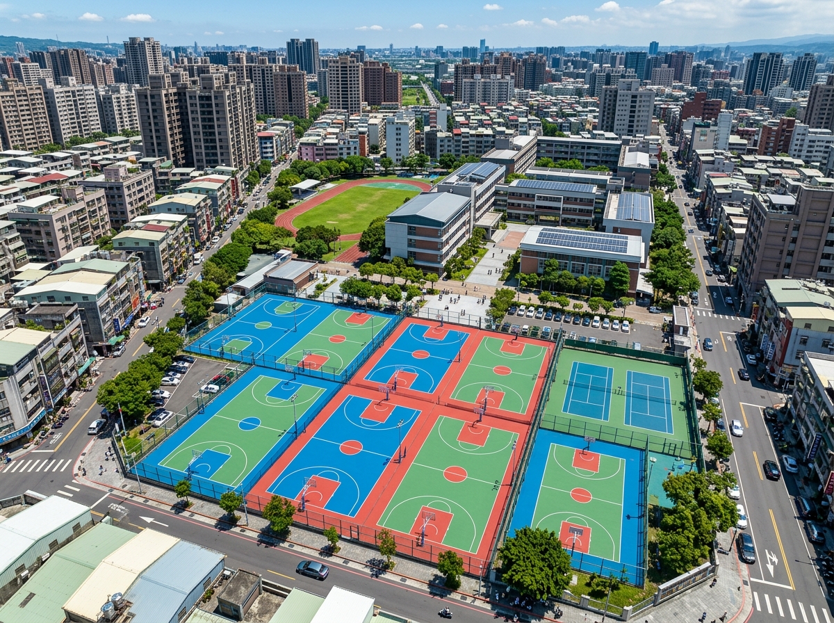 河池市混合型塑胶跑道硅PU篮球场 - 价格